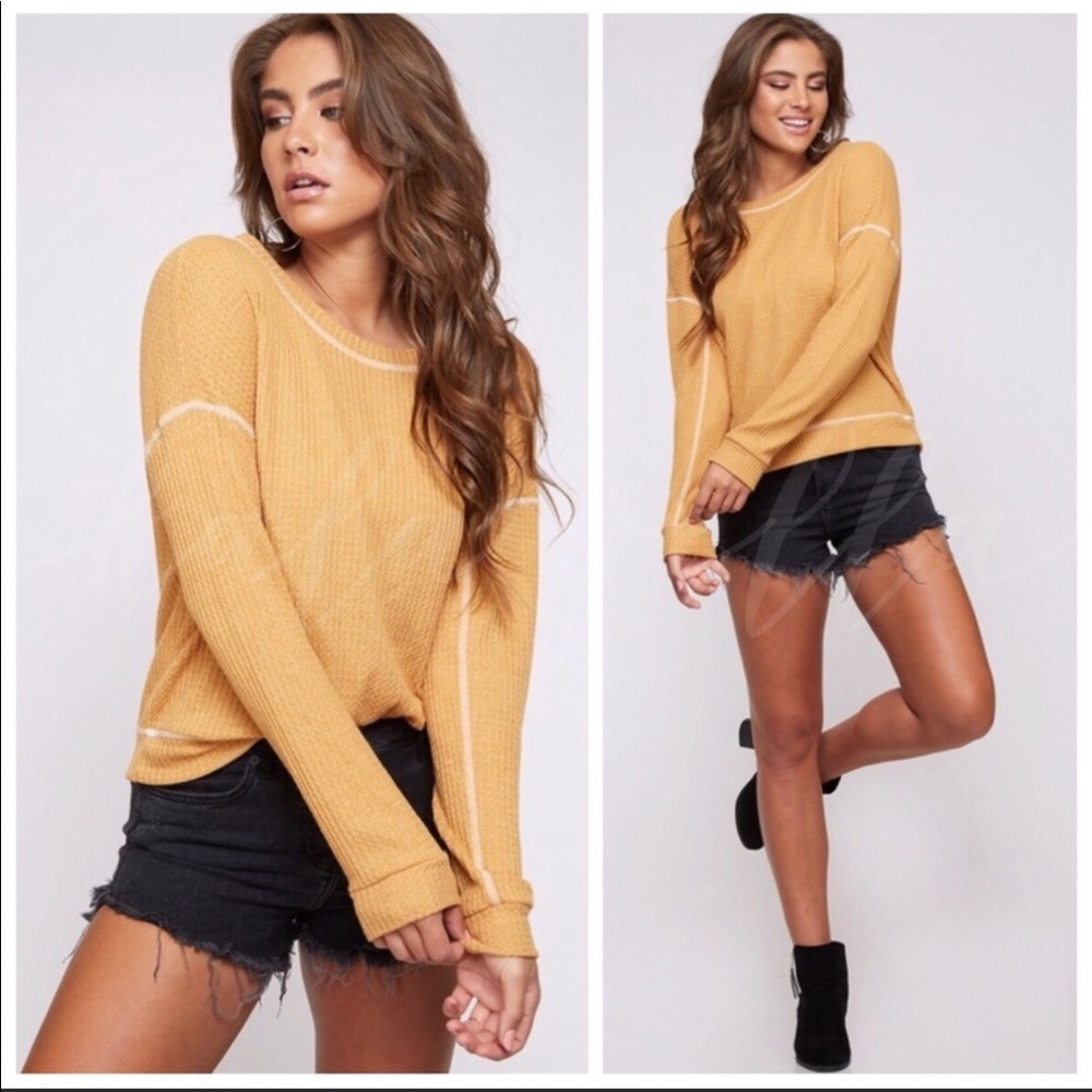 Mustard Waffle Top